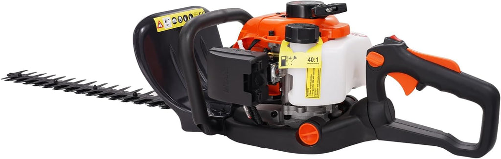 VEVOR Gas Hedge Trimmer 2 Cycle, 23.2-Inch 26cc Dual Sided Blade, Handheld, Lightweight, EPA, CE, EMC Certified, Ideal for Trimming Shrubs and Bushes, Includes Blade Cover, Gloves and Ear Protectors