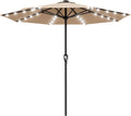 AreShark 12FT Large Patio Umbrella with Solar Lights, Solar Powered Outdoor Umbrella with Crank, Patio Table Market Umbrellas for Garden, Deck, Backyard, Pool and Beach, Beige