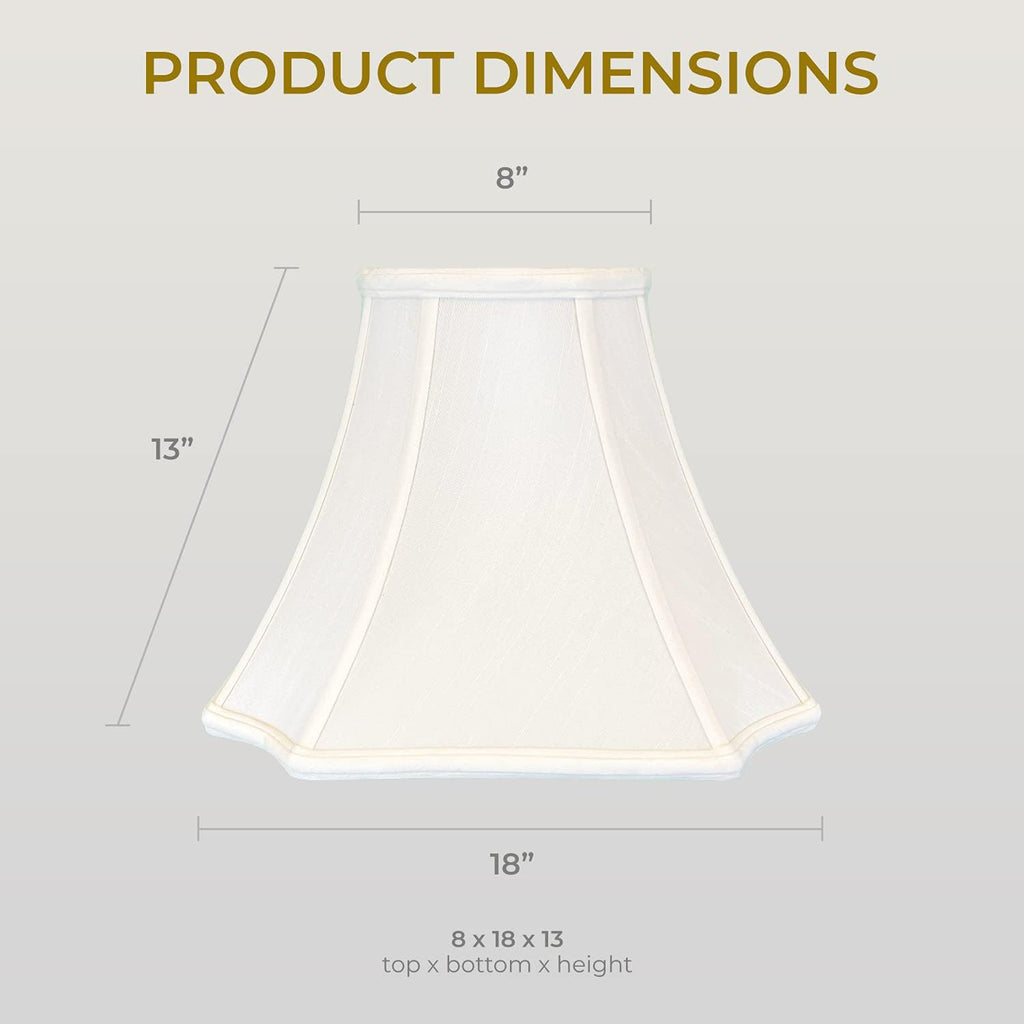 Royal Designs, Inc. BS-714-18WH-2 Square Inverted Corner Bell Basic Lamp Shade, 8 x 18 x 13, White, 2-Pack