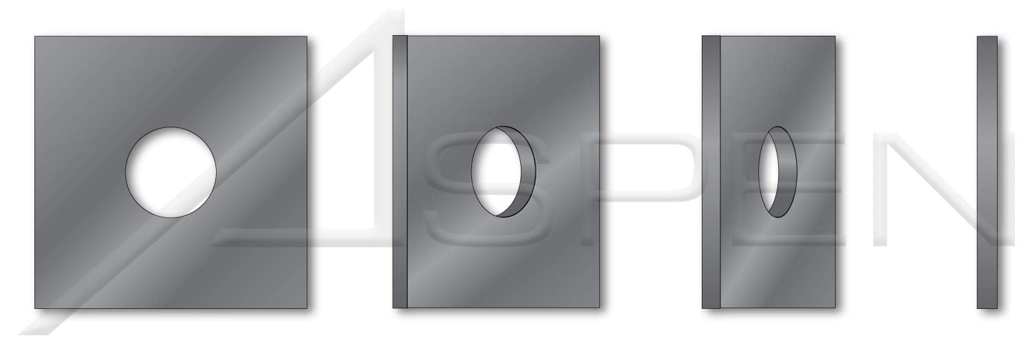 (250 pcs) 5/8', ID=11/16', OD=2', THK=0.187', Square Flat Washers, Steel, Plain
