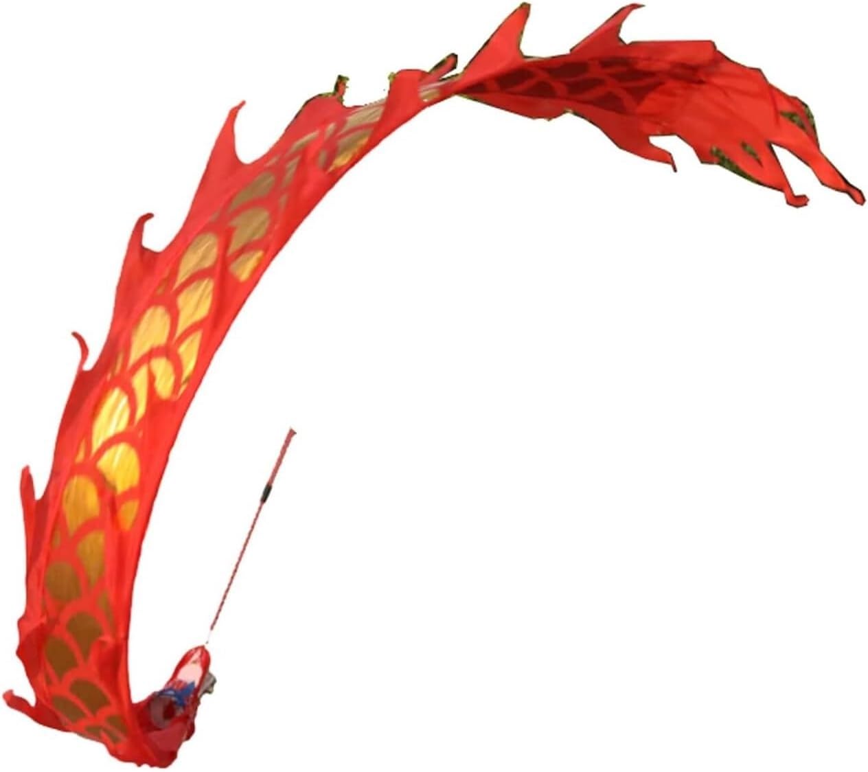 Chinese New Year Decorations Streamer Chinese Dragon Dance Outdoor Flinging Fitness Lion Dance with 3D Real-Like Plastic Dragon Head and Rope Spring Festival Party Supplies(Red)