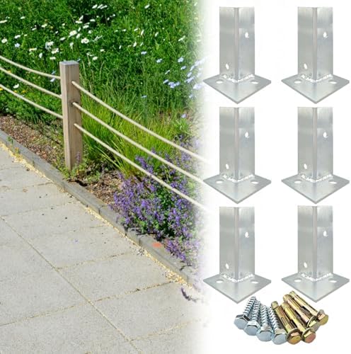 Concrete Post Anchor 2x2 Inch Post Base, Adjustable Pergola Patio Deck Galvanized Adjustable Standoff/Balcony Mailbox Lumber Base Bracket for In-ground Post Support with Screw(6pcs,40x40x20