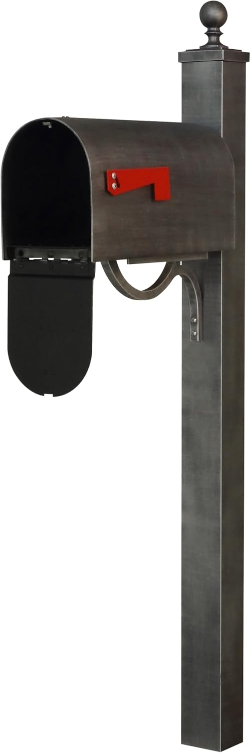 Titan Curbside Mailbox with Springfield Post - Swedish Silver Aluminum Mailbox with Direct Burial Post - SCH1016A-SPK710-SW