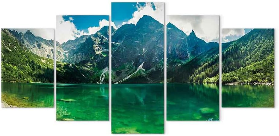 artgeist Canvas Wall Art Print Nature Mountains 59x30 in - 5pcs Home Decor Framed Stretched Picture Photo Painting Artwork Image Landscape Sky 030212-102