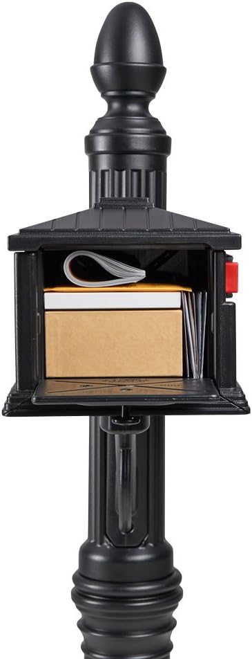 Architectural Mailboxes Stratford Plastic Mailbox and Post Kit, SC000BAM, Black, Medium Capacity & Hy-Ko Products MM-5N Self Adhesive Vinyl Numbers 3' High, Black & Gold, 26 Pieces