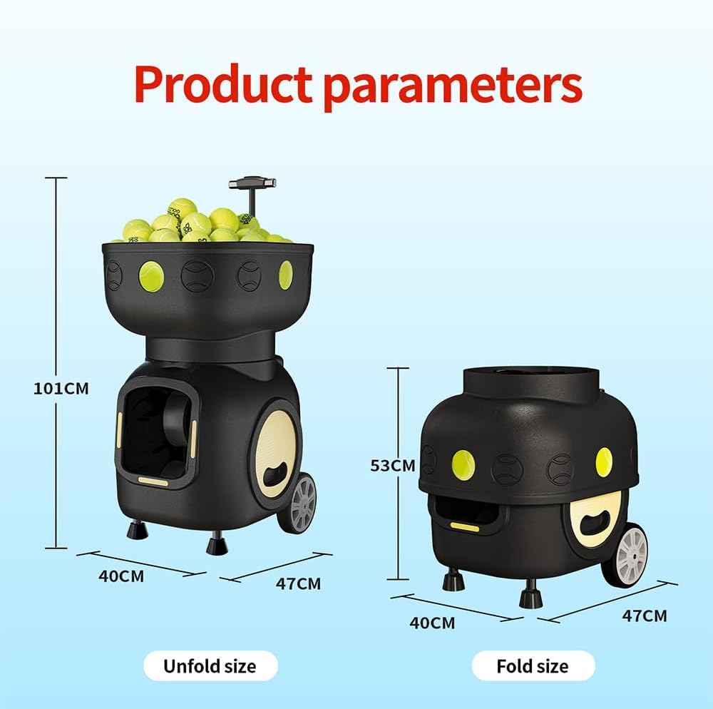 Tennis Ball Machine Advanced Smart Programming- High Capacity with App/Remote, Adjustable Serve Speed & Outdoor Training for All Skill Levels (Beginners to Intermediate Players) (T3)