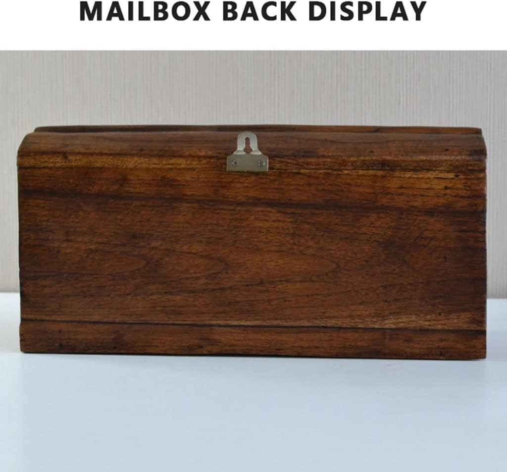 POCHY Exquisite Mailbox Vintage Mailbox Wooden Wall Mount Drop Box Medium Capacity Post Box Home Decor with Lid Mailboxes Indoor Mailbox Safer