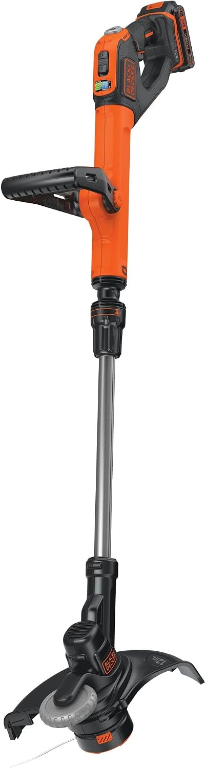BLACK+DECKER 20V* MAX String Trimmer and Edger, EASYFEED Weed Wacker, 12 Inch Cutting Width, 2 Speed Control Weed Eater, (1) Battery and Charger Included (LSTE523)