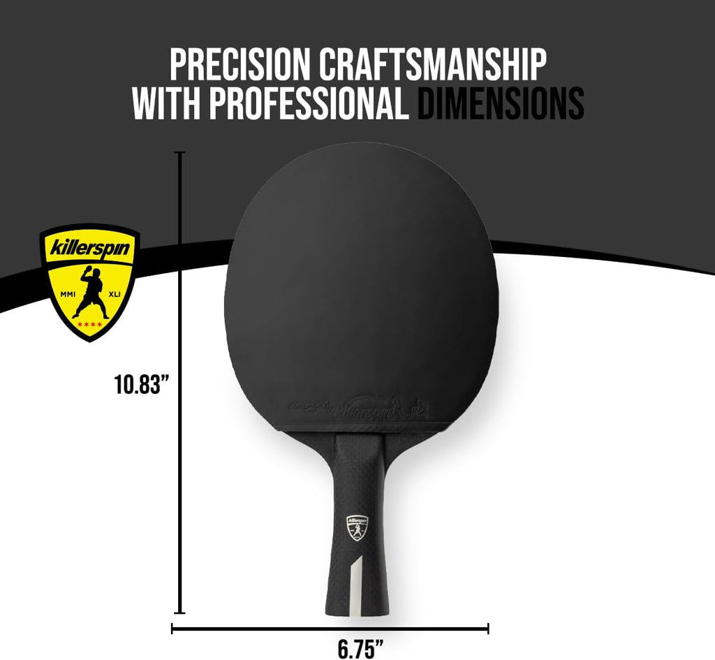 Killerspin Stilo7 SVR Ping Pong Paddle, Performance-Level Table Tennis Racket with Carbon Technology, Memory Book Case, Black