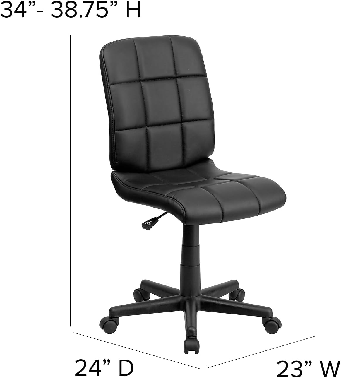Flash Furniture Clayton Mid-Back Tufted Vinyl Upholstered Swivel Desk Chair with Padded Seat, Modern Adjustable Height Padded Office Chair, Black