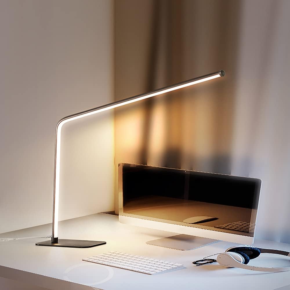 LITFAD Nordic Style LED Table Lamp Modern LED Desk Lamp Reading Light for Study Bedroom Hotel Office - 110V-120V Black Warm Light