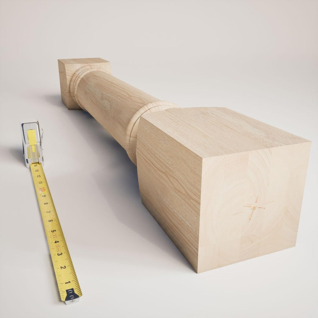 Ekena Millwork COL05X05X35TRRW Traditional Cabinet Column (Top Block: 6', Bottom Block: 7'), 5'W x 5'D x 35 1/2'H, Rubberwood