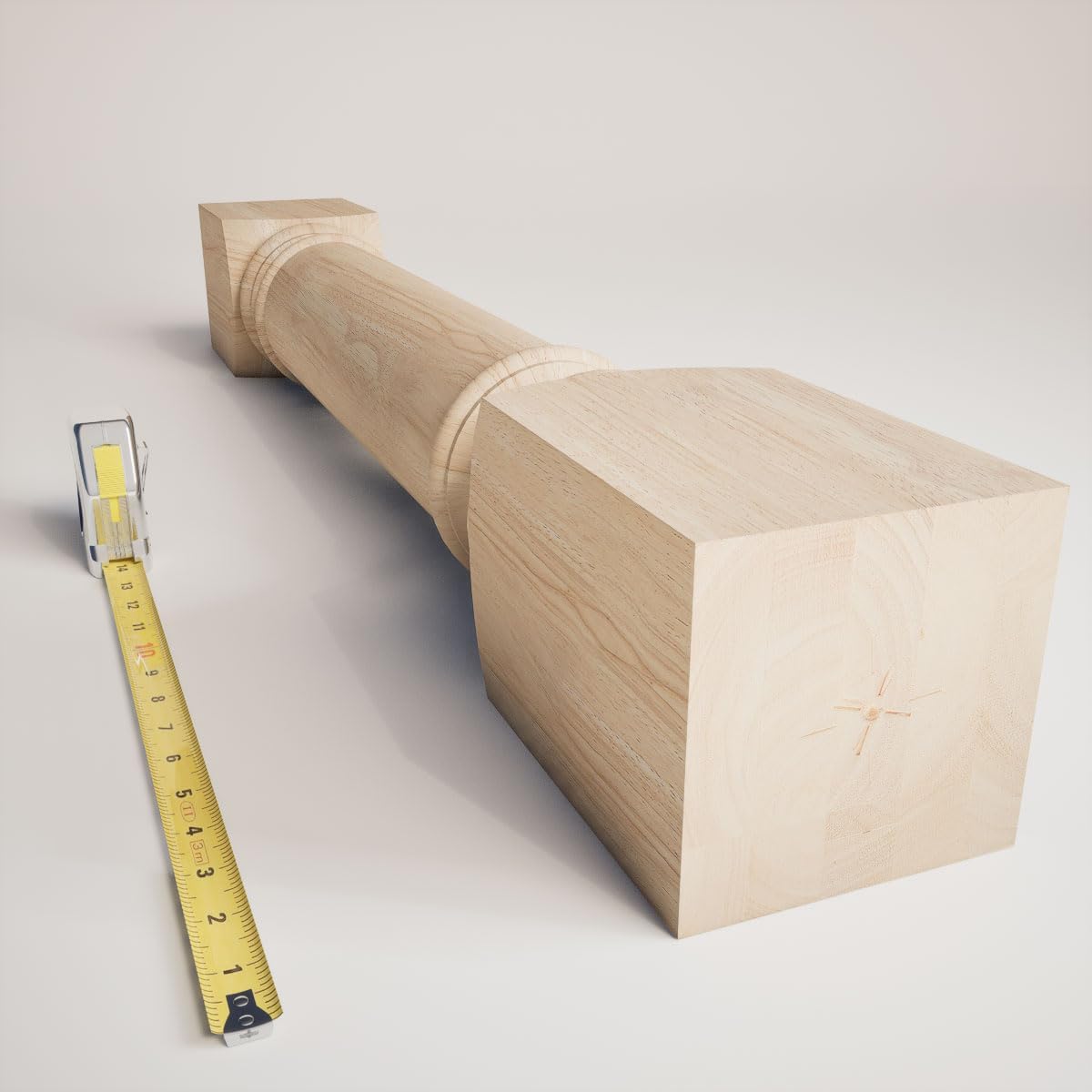 Ekena Millwork COL05X05X35TRRW Traditional Cabinet Column (Top Block: 6', Bottom Block: 7'), 5'W x 5'D x 35 1/2'H, Rubberwood