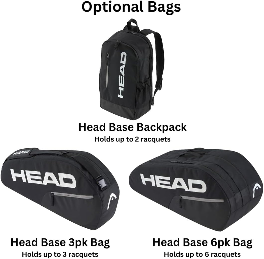 Head Ti. Radical Elite Tennis Racquet Doubles Bundle with a Black Base Tennis Bag or Backpack – Optional Accessories