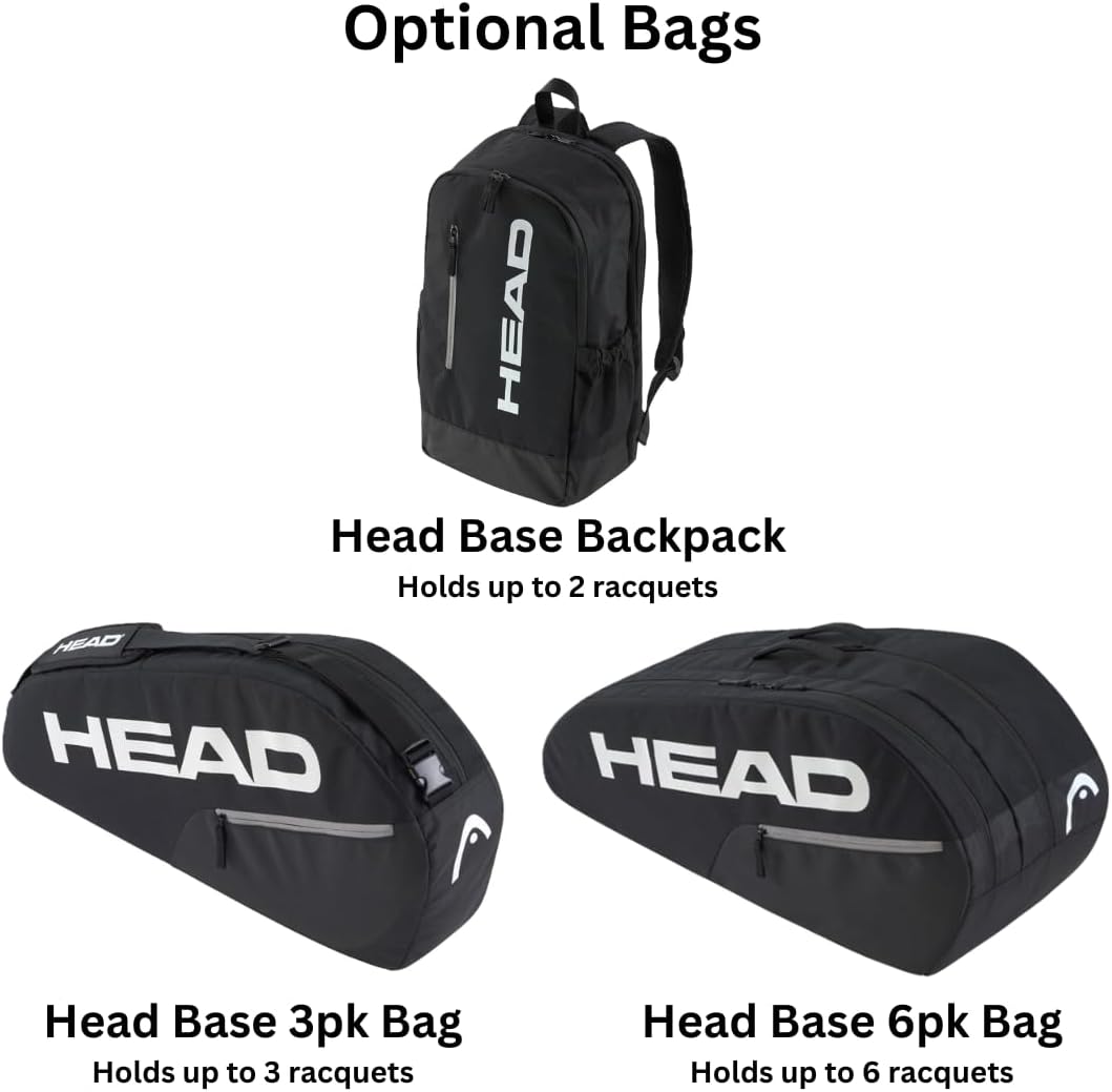 Head Ti. Radical Elite Tennis Racquet Doubles Bundle with a Black Base Tennis Bag or Backpack – Optional Accessories