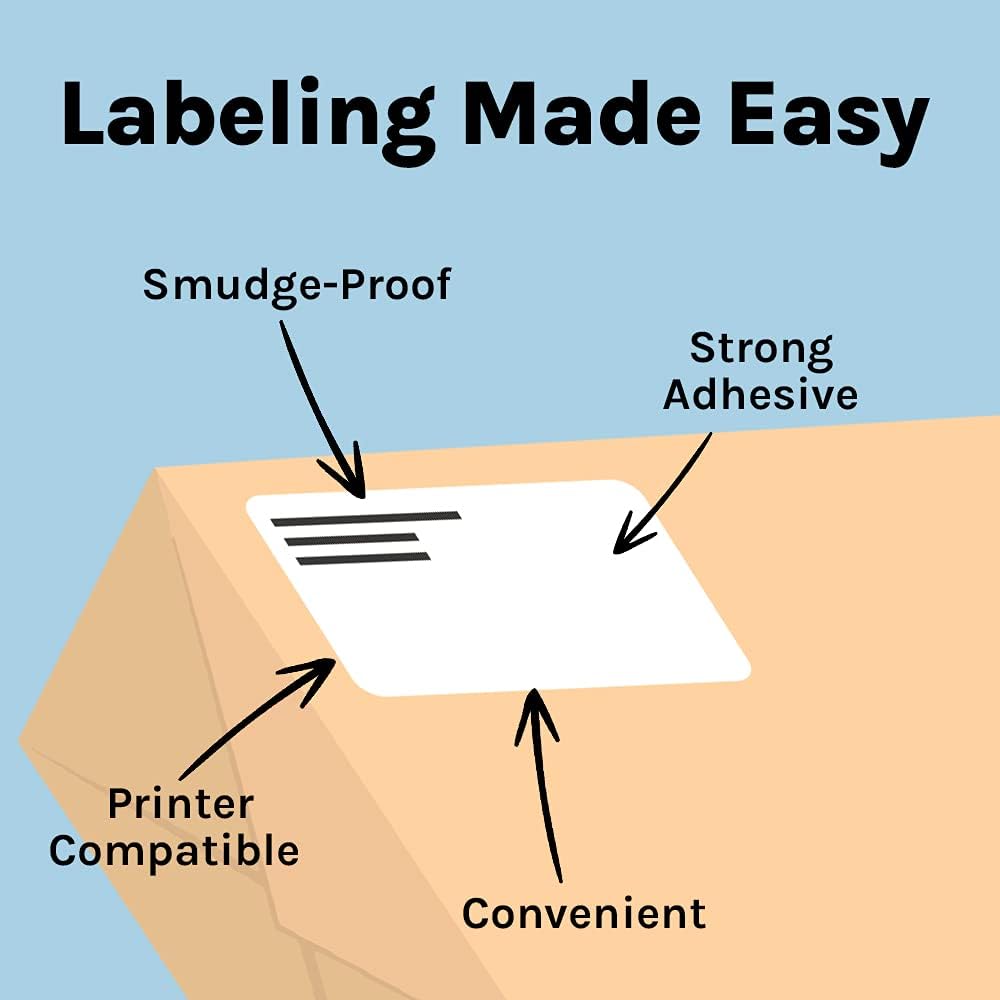 Premium Label Supply White Sticker Shipping Labels – 4' x 5' – Laser/Inkjet Compatible – (4 per Sheet), 1000 Sheets - 4,000 Total Adhesive Labels