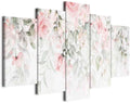 artgeist Acoustic Canvas Wall Art Flowers 40x20 in - 5pcs Picture with Acoustic Foam Sound Print Artwork Room Acoustics Soundproofing - Leaves Rose Nature rosa Green Plants Watercolor b-A-0697-b-n
