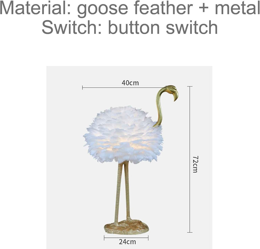 Feather Lamp Led Desk Lamp Flamingo Shape with Remote Control, Bedside Table Lamp Decoration Light for Bedroom House Dining Room, 3 Colors (Color : Pink, Size : Button Switch)