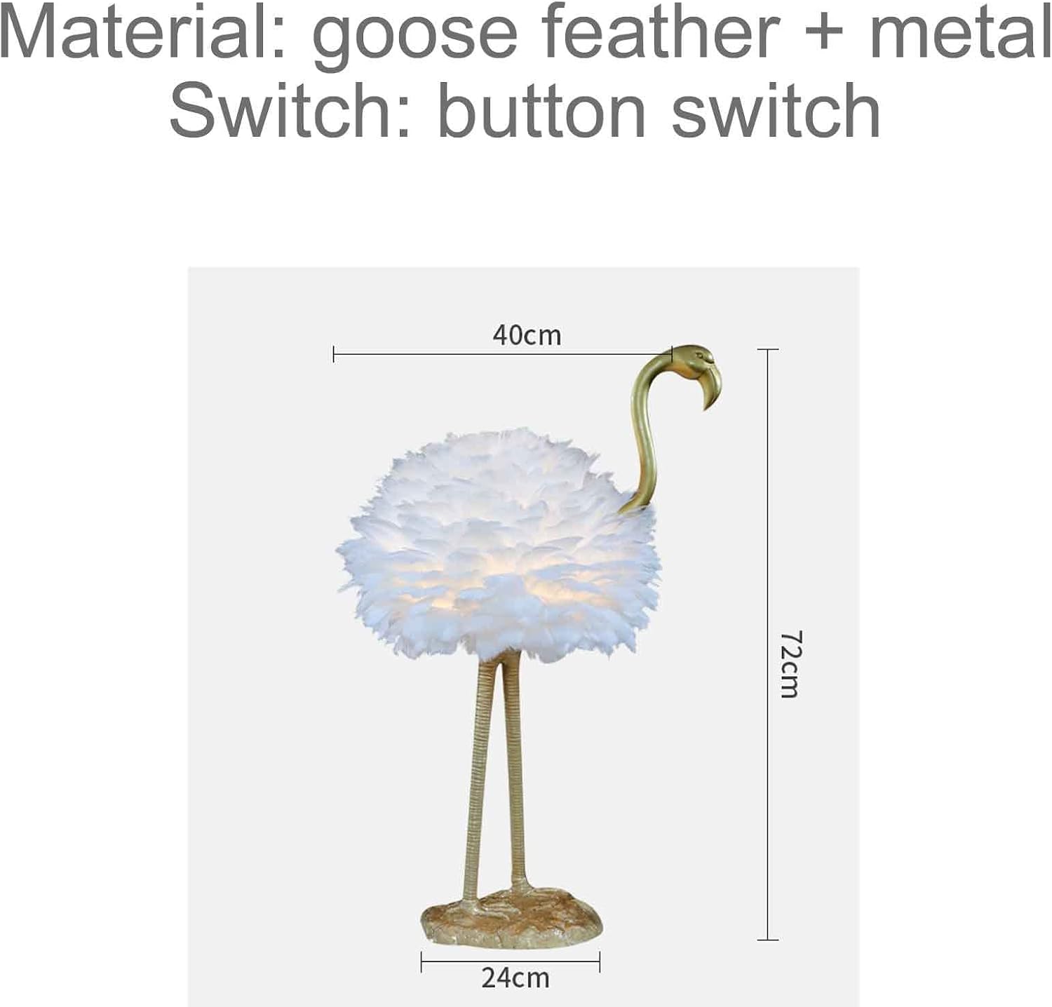 Feather Lamp Led Desk Lamp Flamingo Shape with Remote Control, Bedside Table Lamp Decoration Light for Bedroom House Dining Room, 3 Colors (Color : Pink, Size : Button Switch)