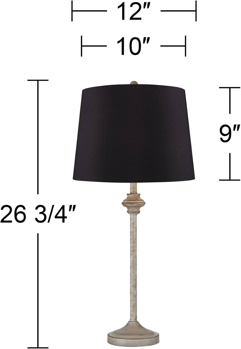 360 Lighting Lynn Country Cottage Core Farmhouse Rustic Buffet Table Lamps 26.75' Tall Skinny Set of 2 Light Beige Wood Black Faux Silk Drum Shade for Living Room House Bedside Nightstand Home