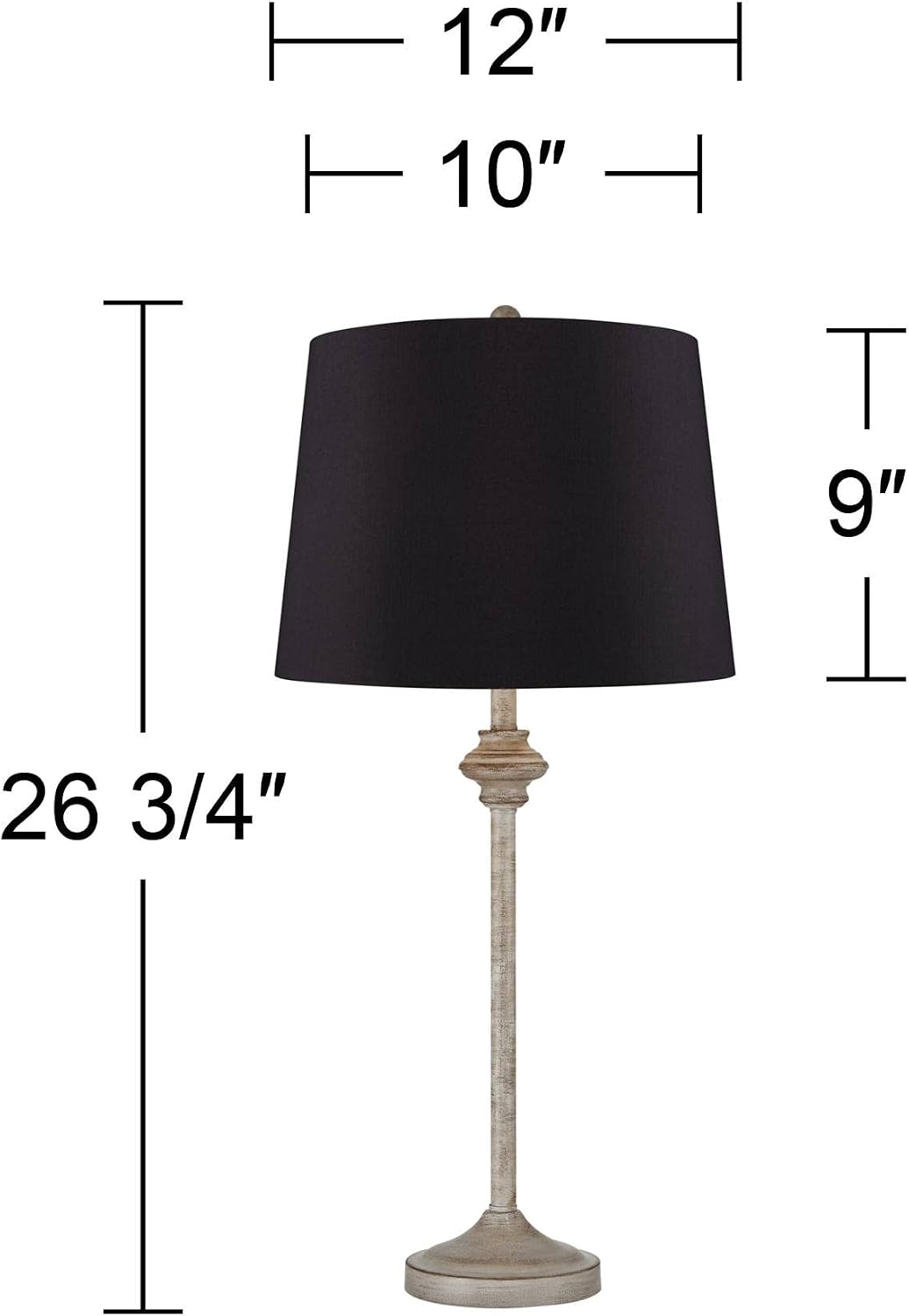360 Lighting Lynn Country Cottage Core Farmhouse Rustic Buffet Table Lamps 26.75' Tall Skinny Set of 2 Light Beige Wood Black Faux Silk Drum Shade for Living Room House Bedside Nightstand Home