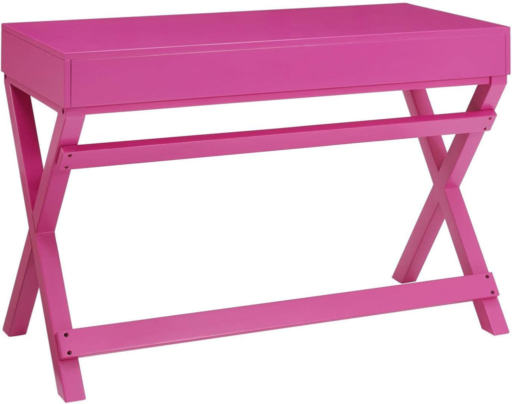 Linon PG138RSP01U Linon Home Decor Peggy Raspberry Pink Writing Desk Desk, Raspberry Pink, 44'W x 20'D x 30'H