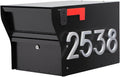 Whitehall MailVault Streetside Locking Mailbox, Personalize with Modern Stand-Off Address Numbers Package – Steel, Secure Weather Resistant Modern Square Mailbox (Black/Silver)