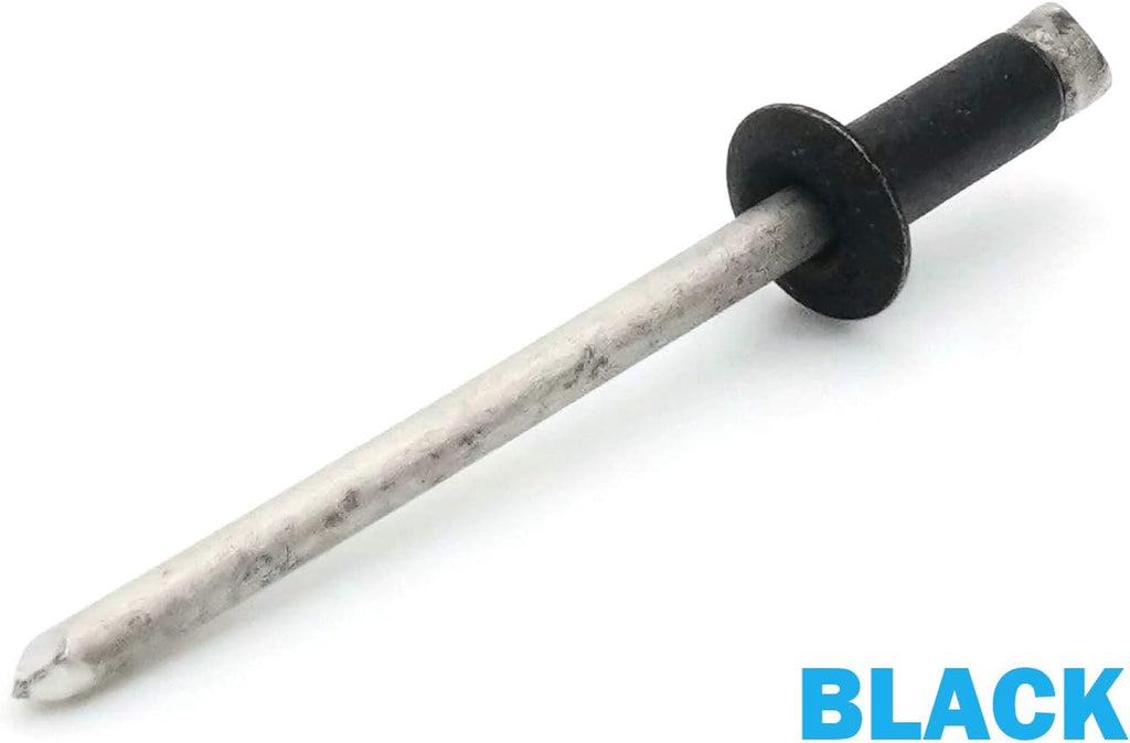 Colored Pop Rivets 1/8 Diameter #4 304 Stainless Steel Painted Blind Rivets 4-3, 1/8' x 3/16' Grip (1000, Black)