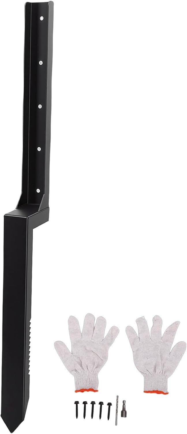 Luocute Fence Post Repair Kit, Heavy Duty Steel Anchor Stakes for Tilted Broken Wood Support with Cruciform Lower Plate, for Wooden Fence Mailbox Gates Garden Farm Reinforcement
