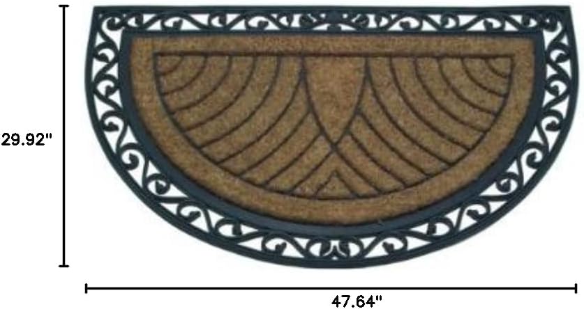 Abbott Collection Coir & Rubber Semicircle Doormat - Themed Indoor and Outdoor Mats for Front Door - Thick Durable Non-Slip Welcome Mats (30 x 48 Inch)