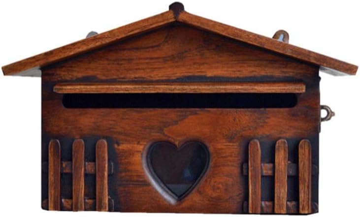 Wooden Mailbox Post Box Rainproof Suggestion Box Creative Letter Box Lockable Wall Mounted Mailboxfor Home Garden