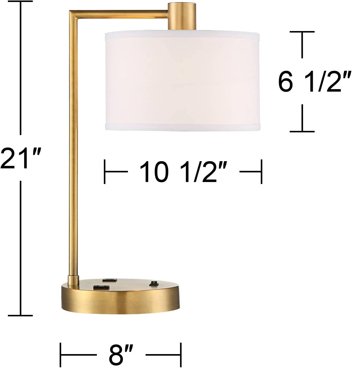360 Lighting Colby 21' High Small Modern Desk Lamps Set of 2 with Smart Sockets Gold Metal White Shade Home Office Living Room Charging Bedroom Bedside Nightstand House Reading