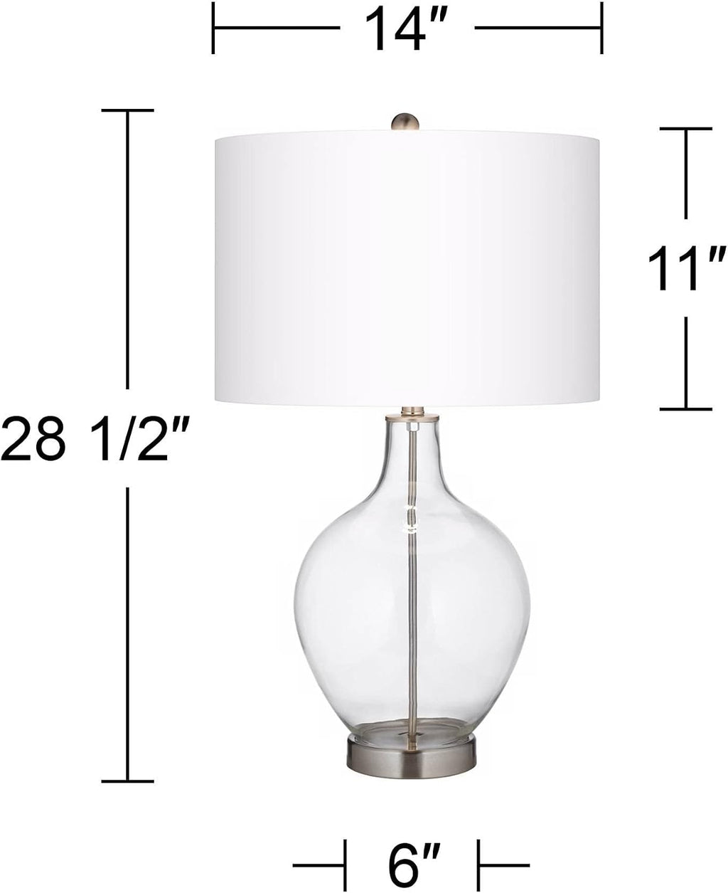 Color + Plus Modern Table Lamp 28.5' Tall Coral Reef Glass OVO White Linen Drum Shade for Living Room Family Bedroom Bedside Nightstand