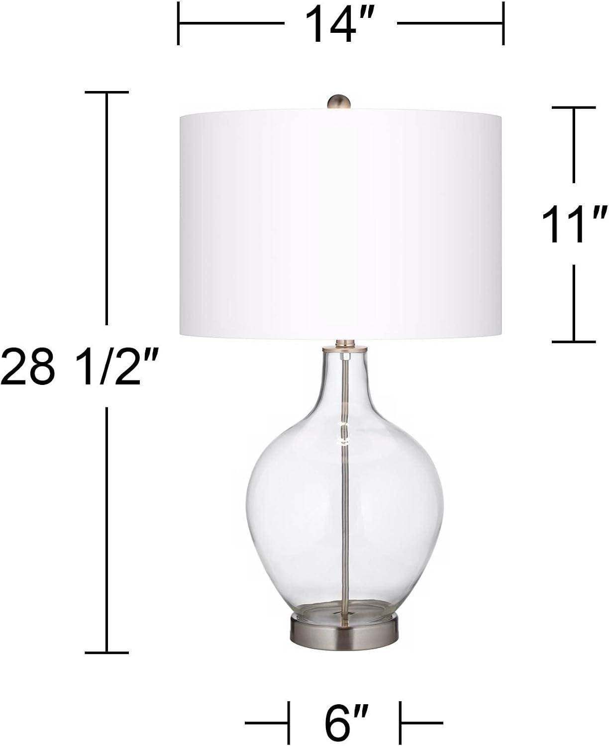 Color + Plus Modern Table Lamp 28.5' Tall Fuchsia Glass OVO White Linen Drum Shade for Living Room Family Bedroom Bedside Nightstand Office