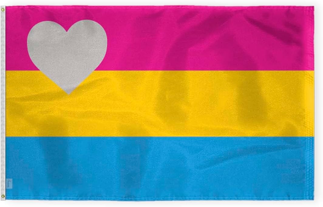 AGAS Large Panromantic Pride Flag 6x10 Ft - Printed 200D Nylon - Brass Grommets Stitched Edges - Panromantic Pride Banner for Indoor/Outdoor