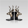 Book End Creative Bookends Art Book Ends Classic European Retro Deer Head Bookend Home Office Decoration Fashion Gifts (Color : Black)