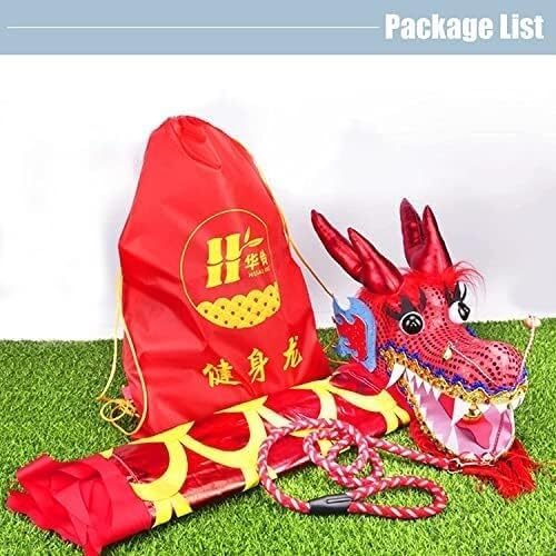 Fitness toys Dragon Ribbon Streamer,Dragon Silk Flowy,3D Colorful Dragon Silk Flowy Spinning & Shaking Kungfu Dragon Dance Silk Poi For Playing/Work Out Parent-Child Game Project Outdoor Park(12m)