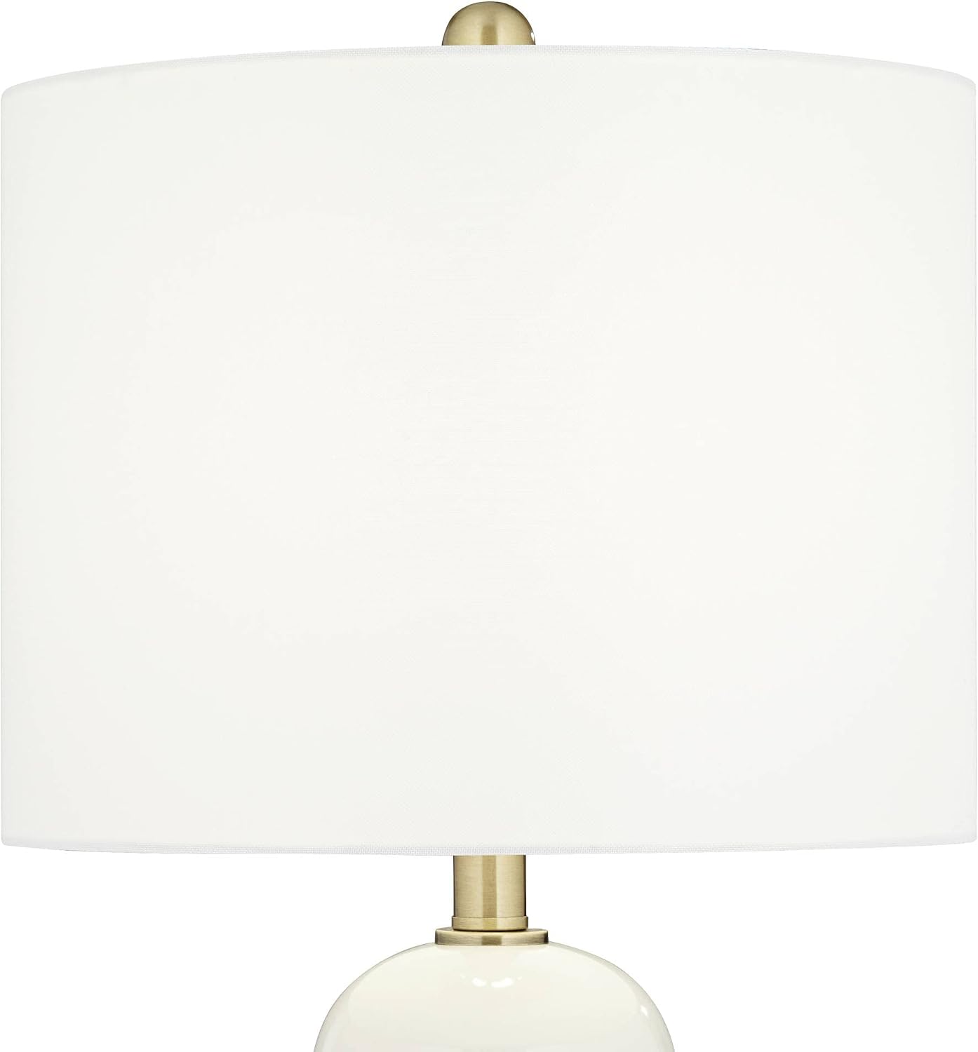 360 Lighting 26' High Mid Century Modern Coastal Luxury Table Lamp White Gold Ceramic Metal Single Fabric Shade Living Room Bedroom Bedside Nightstand House Office Home Reading Kitchen Entryway