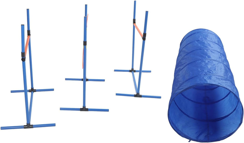 Dog Agility Training Equipment, Dog Obstacle Training Kit with Collapsible Tunnel Jump Ring Poles, Portable Pet Agility Course for Yard Outdoor Puppy Exercise Training