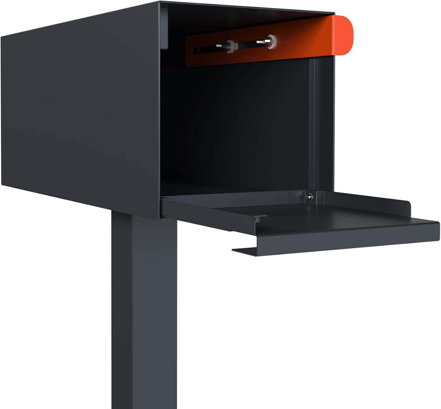 Modern Anthracite Stand Mailbox with Pine Flap - Town Square by Bravios