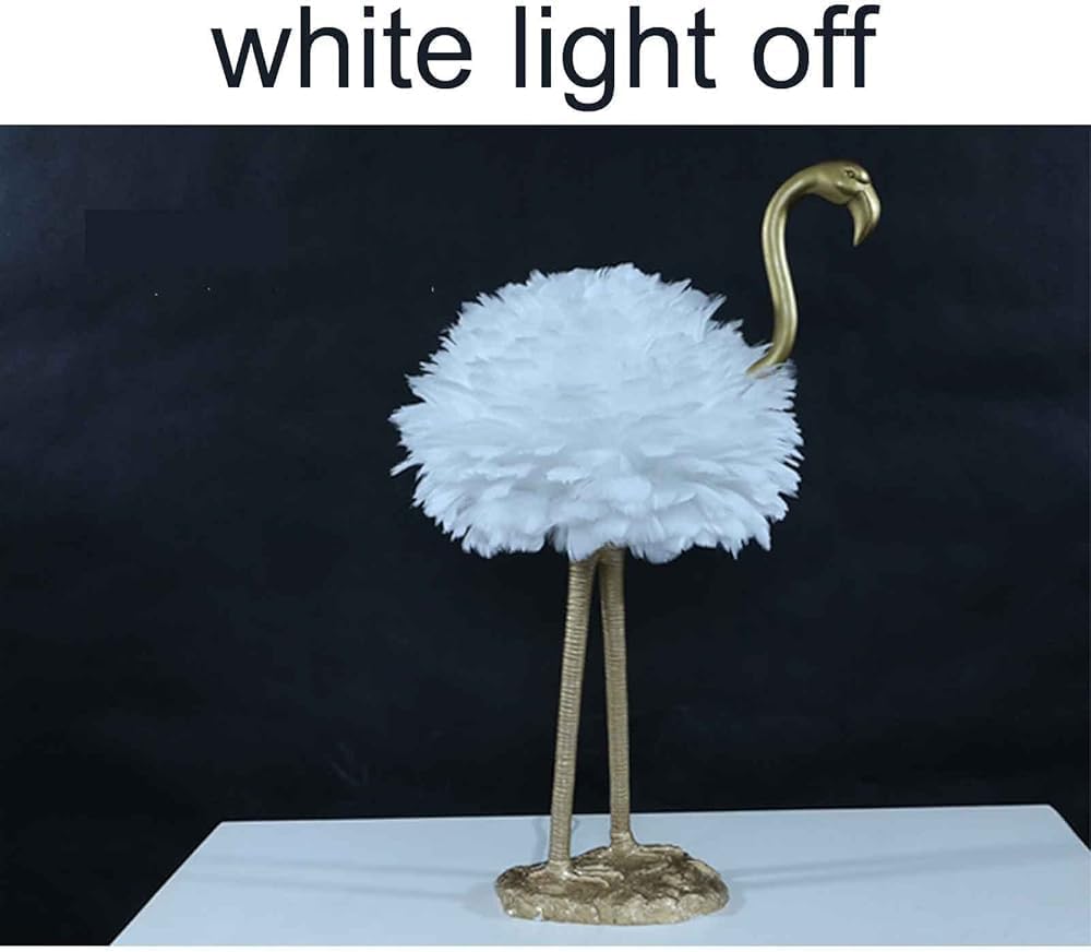 Feather Lamp Led Desk Lamp Flamingo Shape with Remote Control, Flamingo Table Lamp Feather Lamp,Bedside Table Lamp Decoration Light for Bedroom House Dining Room,(Color:White)