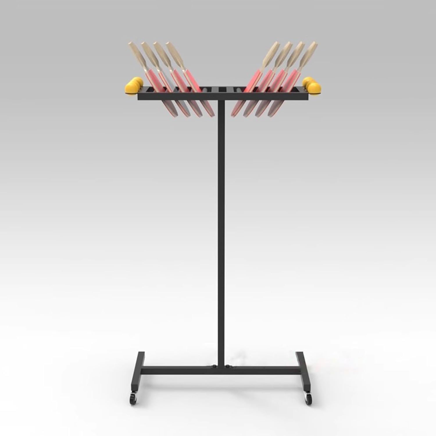 Home Gym Organizer Rack Sturdy Pingpong Sports Equipment Storage Rack Table Tennis Racket Shelf on Wheels, for Shop/Training Hall/Gym Club/Company Game Room/Home, Save Space