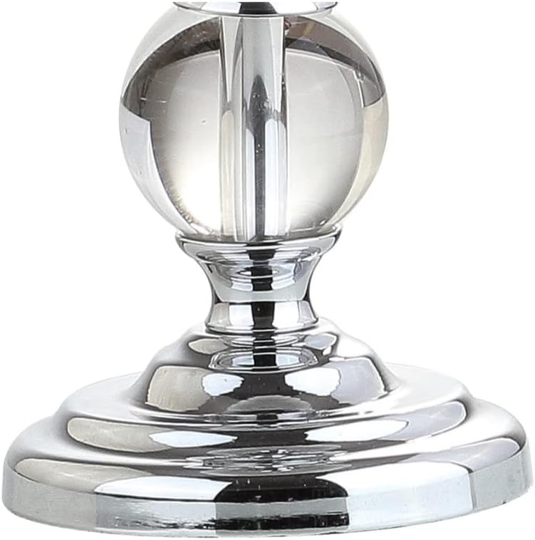JONATHAN Y 33' Crystal and Chrome LED Table Lamp Set of 2, Contemporary Clear Metal Lamps for Living Room Bedroom, White Linen Drum Shade, LED Bulbs Included, UL Listed JYL2056A-SET2