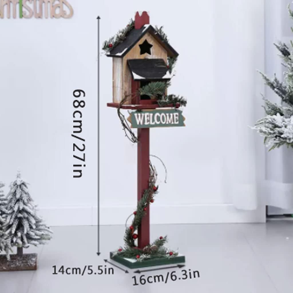 Key Drop Box Creative Mailbox Wooden Drop Box Medium Capacity Post Box Cute Christmas Parcel Box Roadside Pole Mount Mail Boxes Easy to Install