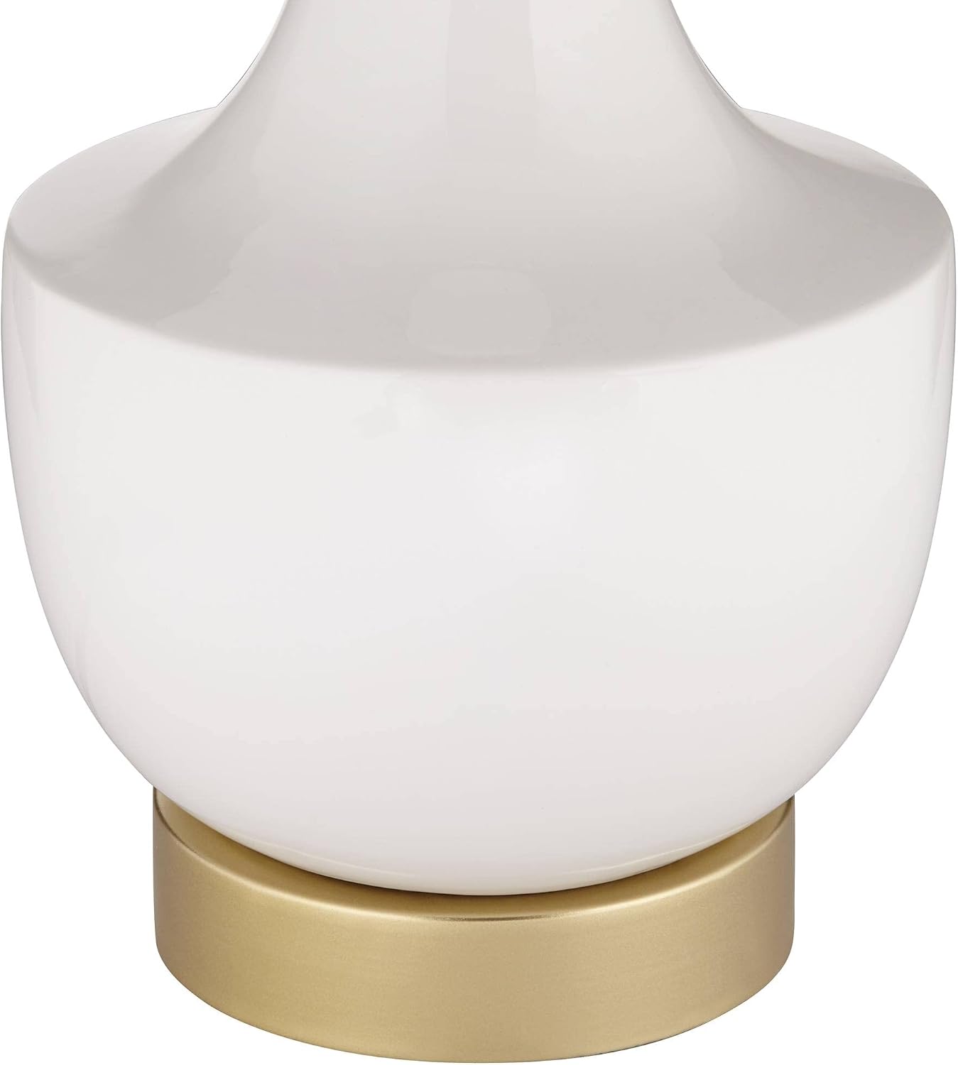 360 Lighting Nesbit 25' High Mid Century Modern Table Lamps Set of 2 USB Port White Gold Ceramic Metal Fabric Shade Living Room Charging Bedroom Bedside Nightstand House Office Home Reading Kitchen