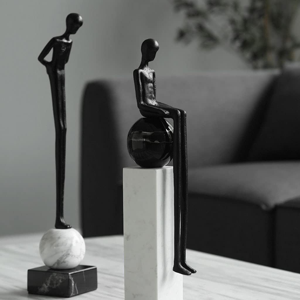 HASMI Office Desk Decor Marble Character Desktop Decoration Living Room Lamp Luxury High-end Wine Cabinet Creative Home Desktop Decoration Sculpture Desk Decorations (Size : A)