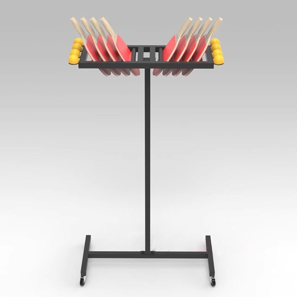 Home Gym Organizer Rack Sturdy Pingpong Sports Equipment Storage Rack Table Tennis Racket Shelf on Wheels, for Shop/Training Hall/Gym Club/Company Game Room/Home, Save Space