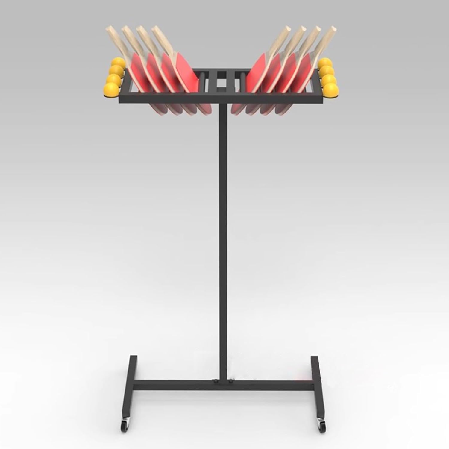 Home Gym Organizer Rack Sturdy Pingpong Sports Equipment Storage Rack Table Tennis Racket Shelf on Wheels, for Shop/Training Hall/Gym Club/Company Game Room/Home, Save Space