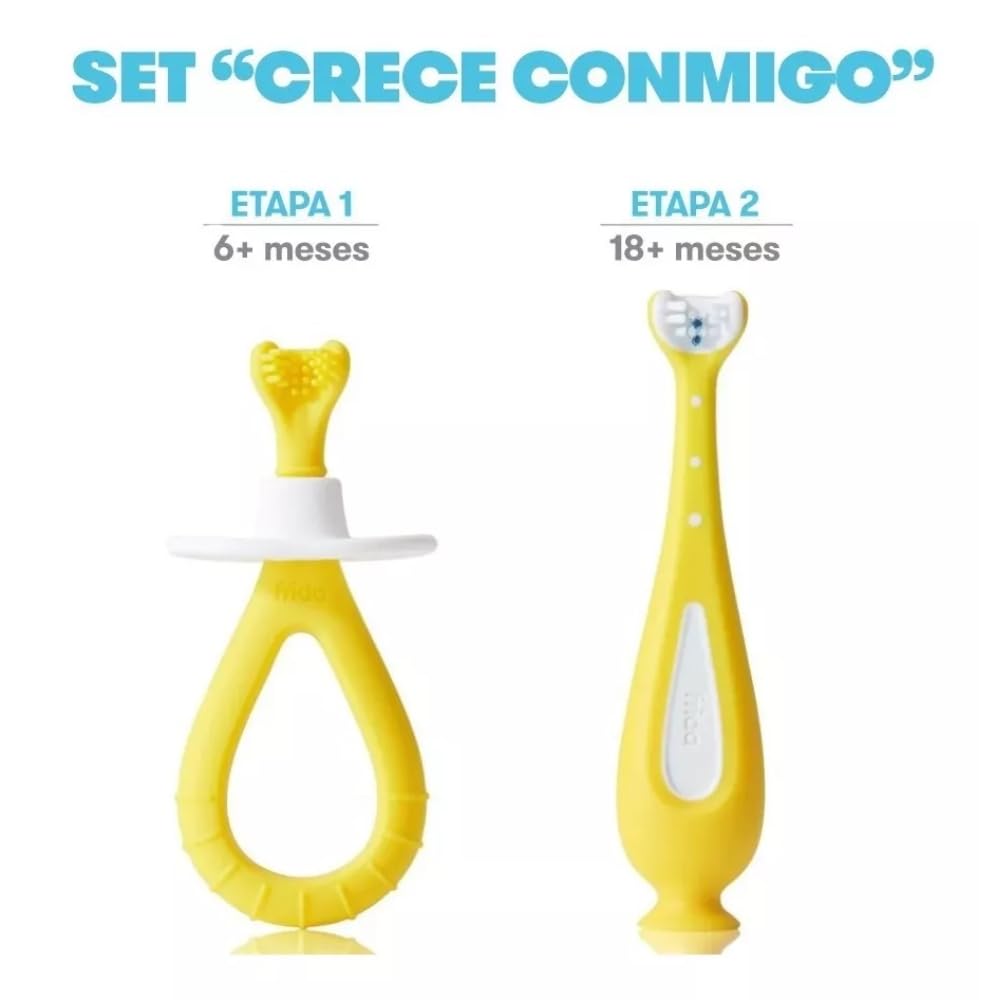 Frida Baby Grow-with-Me Training Toothbrush Set,Infant Baby Tooth Brush & Toddler Toothbrush 6-18 Months,Soft Silicone Bristles,BPA-Free Oral Care for Sensitive Gums,Yellow,(Pack of 12)