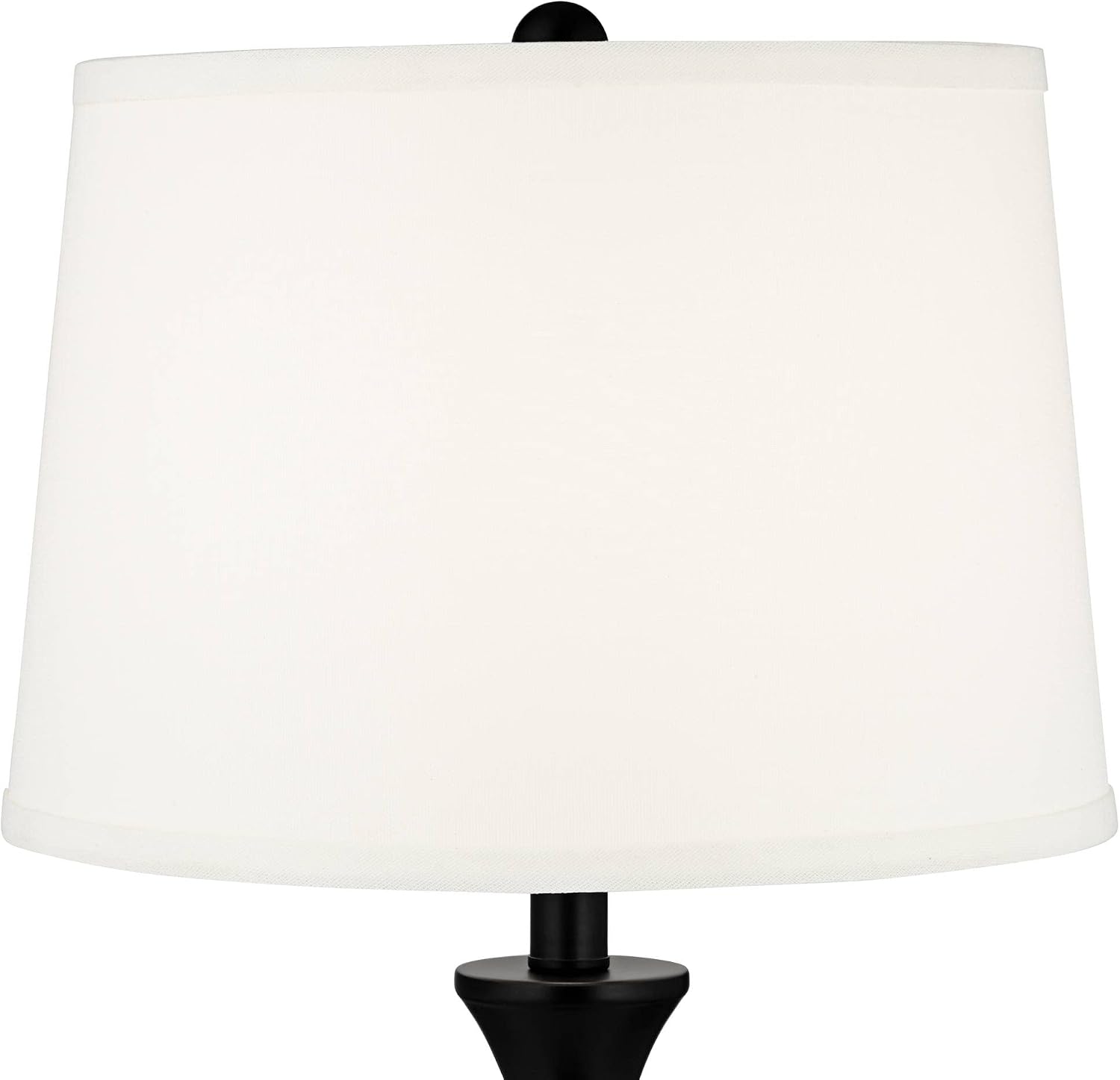 360 Lighting Karl 28 1/4' Tall Set of 2 Modern Table Lamps with USB Charging Ports and AC Power Outlet in Base Black Metal White Fabric Drum Shade for Bedroom Living Room House Bedside Nightstand